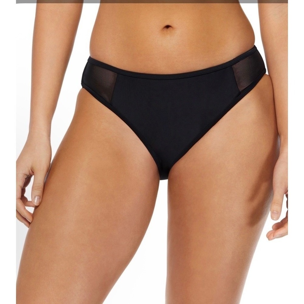 Reebok Womens Black Hipster Swim Bikini Bottom Mesh Side Tab J420104 Small NWT